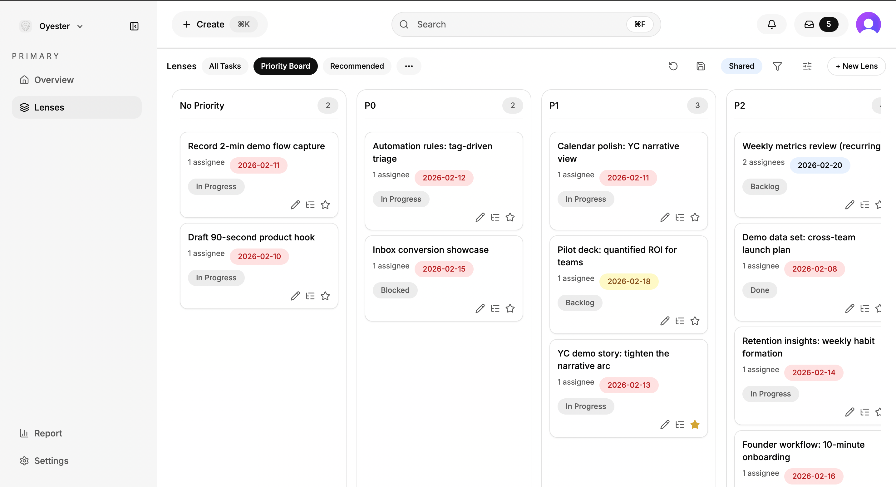 Oyester priority board